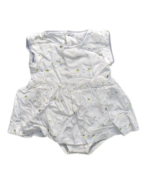 A White Sleeveless Rompers from Chateau de Sable in size 0-3M for neutral. (Front View)