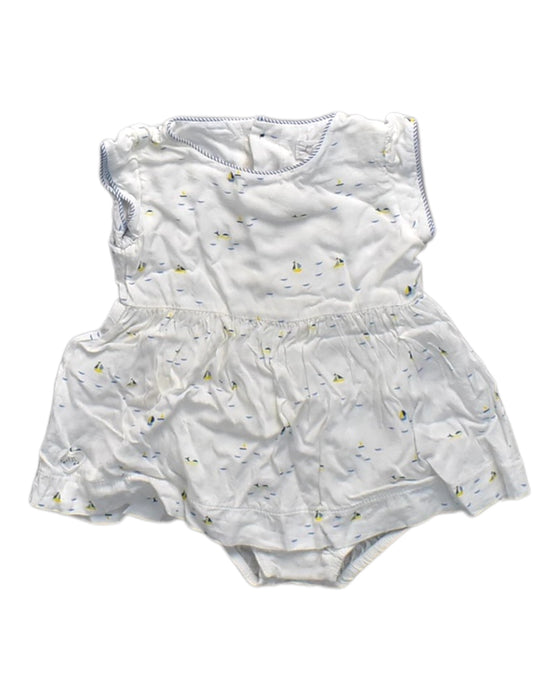 A White Sleeveless Rompers from Chateau de Sable in size 0-3M for neutral. (Front View)