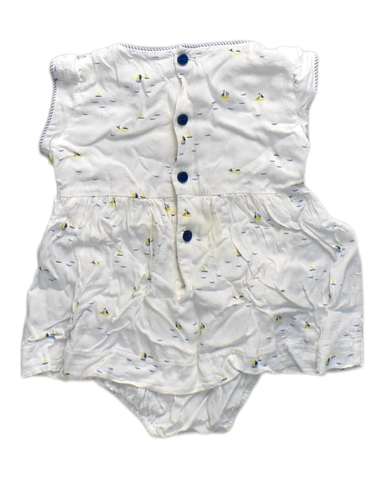 A White Sleeveless Rompers from Chateau de Sable in size 0-3M for neutral. (Back View)