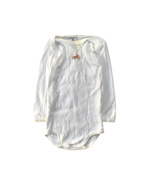 A White Long Sleeve Bodysuits from Petit Bateau in size 12-18M for girl. (Front View)