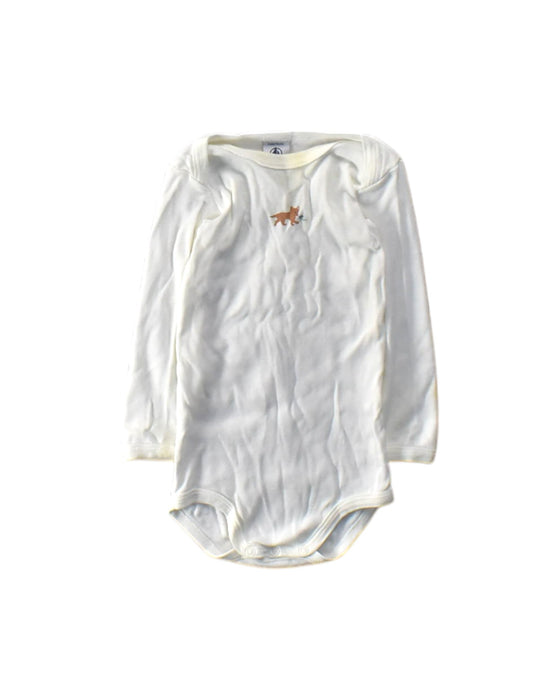 A White Long Sleeve Bodysuits from Petit Bateau in size 12-18M for girl. (Front View)