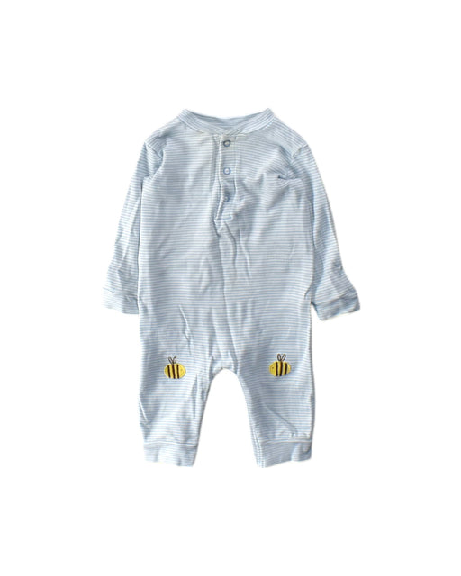 A Blue Long Sleeve Rompers from The Little White Company in size 3-6M for boy. (Front View)