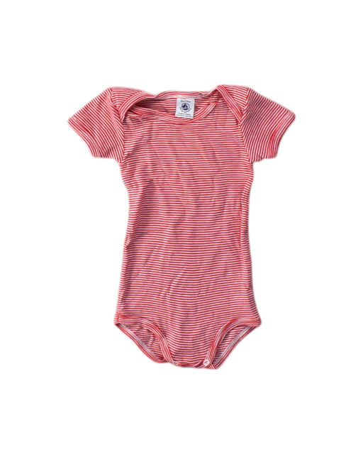 A Red Short Sleeve Bodysuits from Petit Bateau in size 6-12M for girl. (Front View)