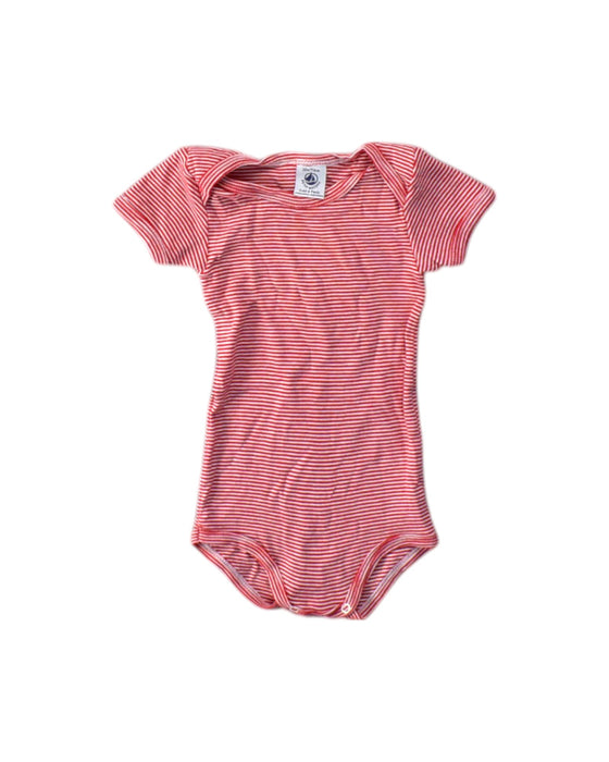A Red Short Sleeve Bodysuits from Petit Bateau in size 6-12M for girl. (Front View)