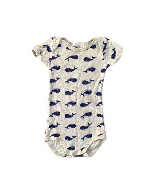 A Beige Short Sleeve Bodysuits from Petit Bateau in size 12-18M for neutral. (Front View)