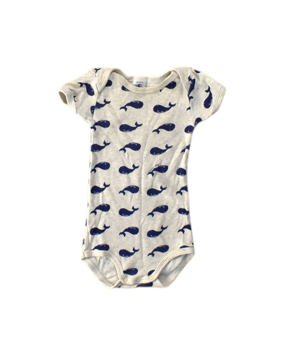 A Beige Short Sleeve Bodysuits from Petit Bateau in size 12-18M for neutral. (Front View)