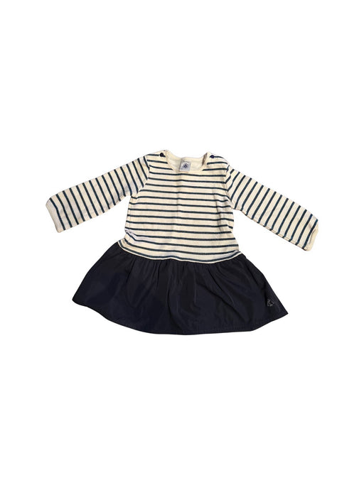A Navy Long Sleeve Dresses from Petit Bateau in size 12-18M for girl. (Front View)