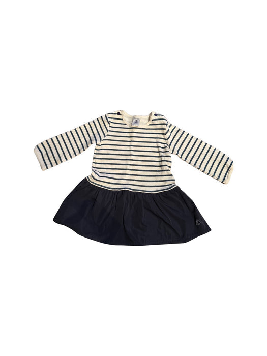 A Navy Long Sleeve Dresses from Petit Bateau in size 12-18M for girl. (Front View)