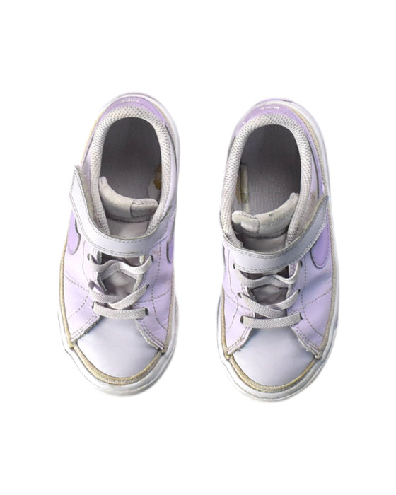 A Purple Sneakers from Nike in size 4T for girl. (Back View)