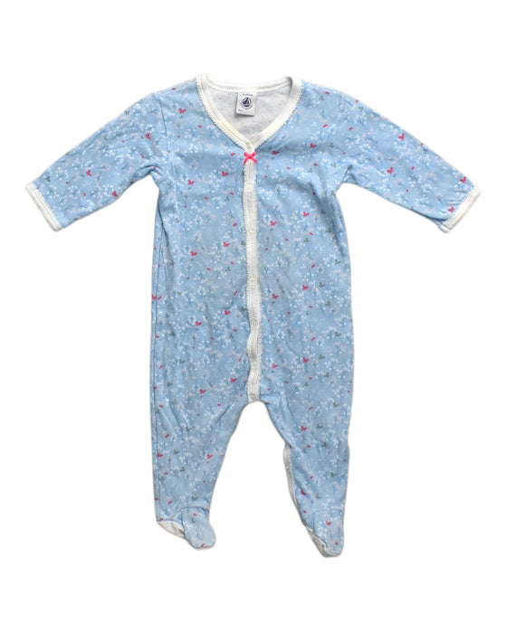 A Blue Onesies from Petit Bateau in size 3-6M for neutral. (Front View)