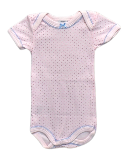 A Pink Short Sleeve Bodysuits from Petit Bateau in size 0-3M for neutral. (Front View)