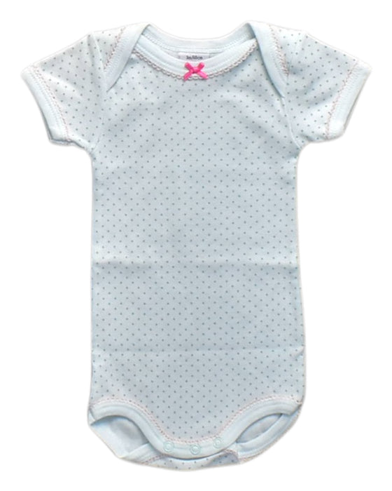 A Blue Short Sleeve Bodysuits from Petit Bateau in size 0-3M for neutral. (Front View)