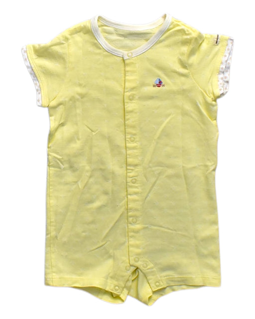 A Yellow Short Sleeve Rompers from Miki House in size 2T for neutral. (Front View)