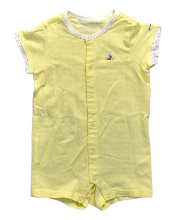 A Yellow Short Sleeve Rompers from Miki House in size 2T for neutral. (Front View)