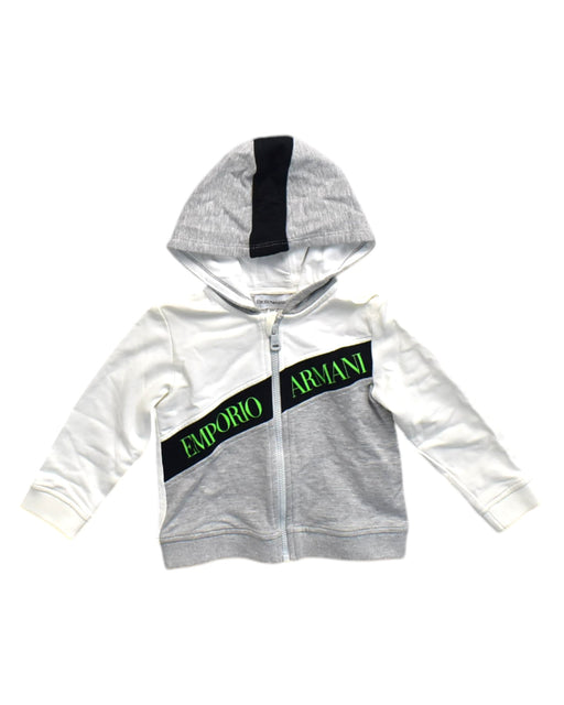 A Grey Hooded Sweatshirts from Emporio Armani in size 6-12M for neutral. (Front View)