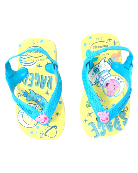 A Blue Flip Flops from Havaianas in size 12-18M for neutral. (Back View)