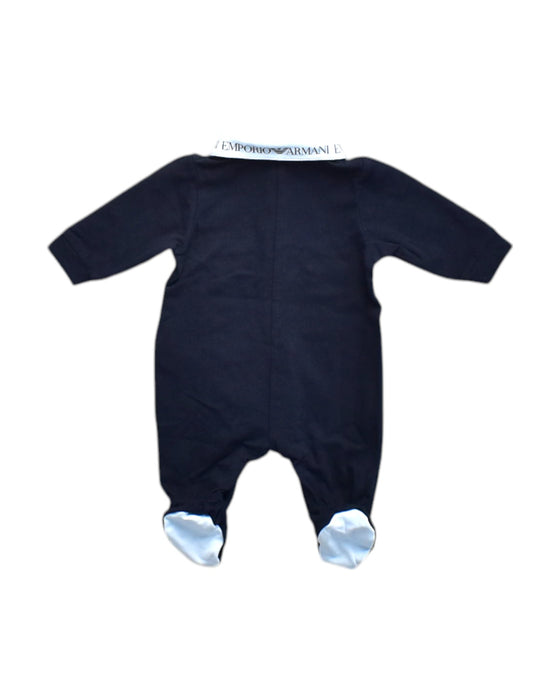 A Navy Long Sleeve Rompers from Emporio Armani in size 0-3M for neutral. (Back View)