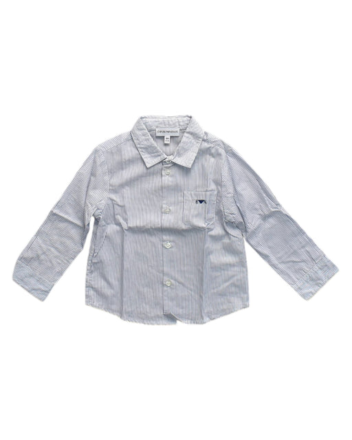 A Blue Long Sleeve Shirts from Emporio Armani in size 12-18M for boy. (Front View)