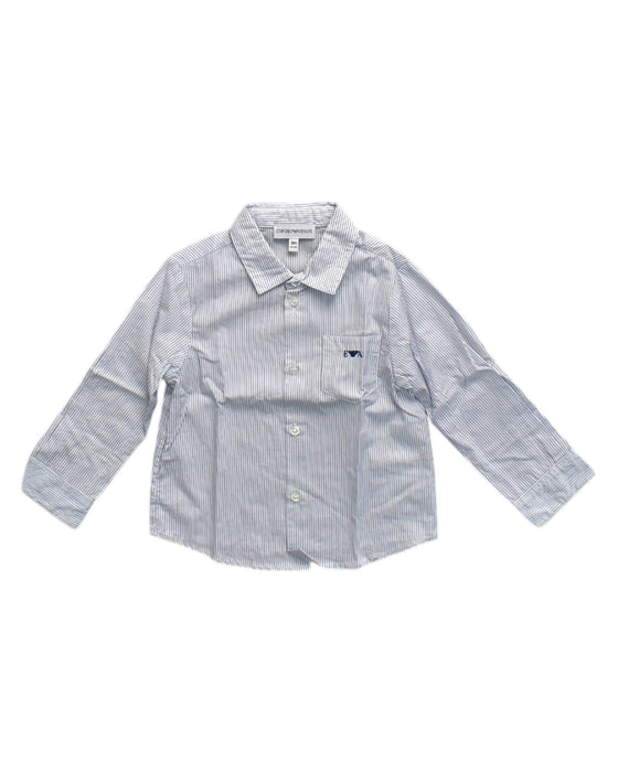 A Blue Long Sleeve Shirts from Emporio Armani in size 12-18M for boy. (Front View)