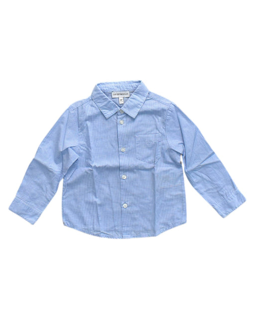 A Blue Long Sleeve Shirts from Emporio Armani in size 12-18M for boy. (Front View)