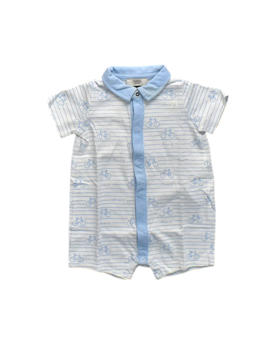 A Blue Short Sleeve Rompers from Armani Baby in size 3-6M for neutral. (Front View)