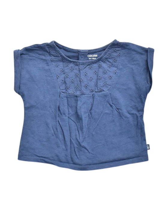 A Blue Short Sleeve Tops from Obaibi - Okaidi in size 3-6M for girl. (Front View)