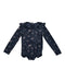 A Navy Long Sleeve Bodysuits from Jamie Kay in size 6-12M for girl. (Front View)