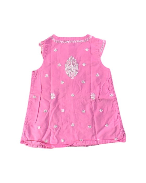 A Pink Sleeveless Dresses from Pottery Barn in size 3-6M for girl. (Back View)