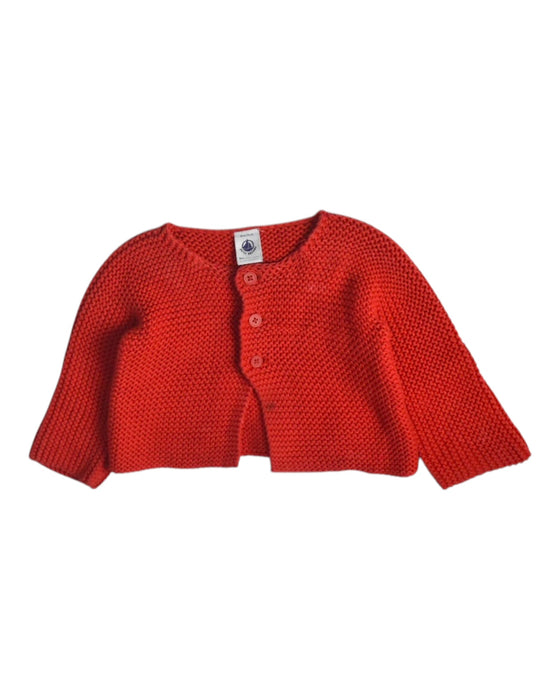 A Red Cardigans from Petit Bateau in size 12-18M for girl. (Front View)