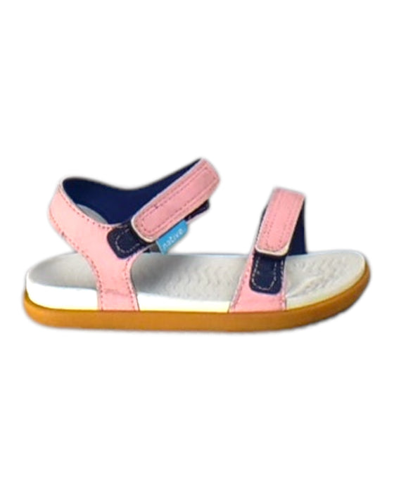 A Pink Sandals from Native Shoes in size 4T for girl. (Front View)