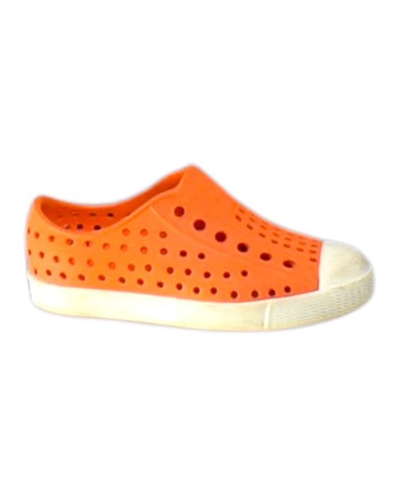 A Orange Slip Ons from Native Shoes in size 3T for neutral. (Front View)