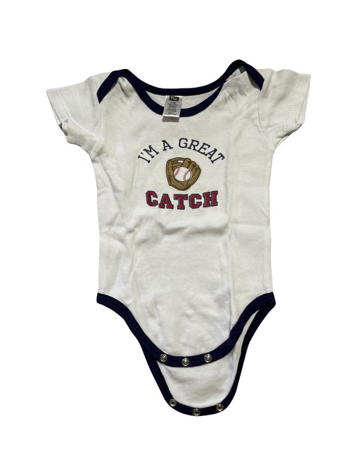 A White Short Sleeve Bodysuits from Hudson Baby in size 3-6M for boy. (Front View)