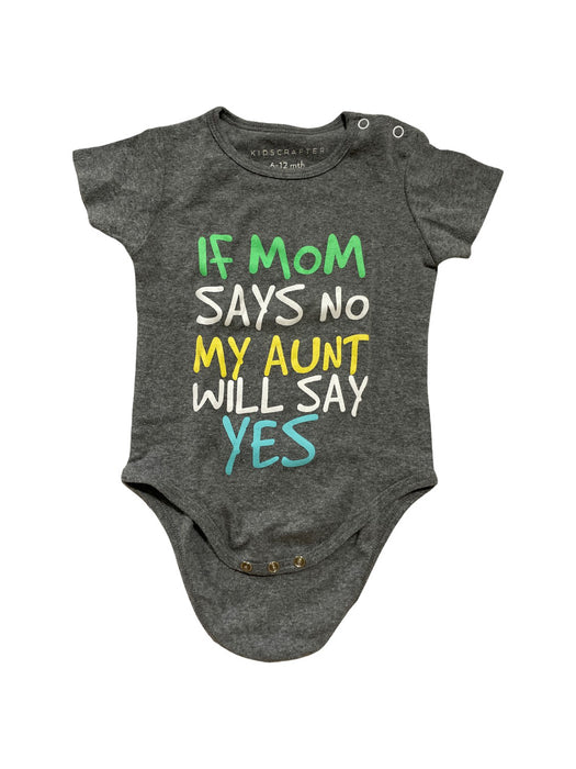 A Grey Short Sleeve Bodysuits from KIDSCRAFTER in size 6-12M for neutral. (Front View)