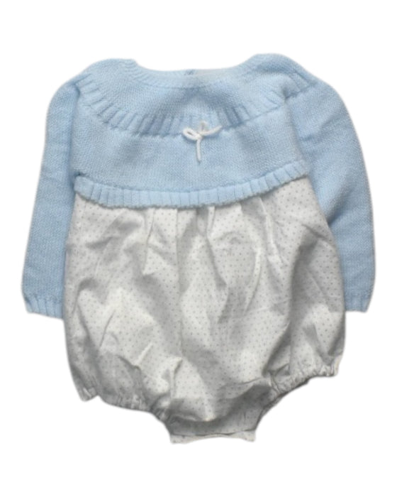 A Blue Long Sleeve Rompers from Mebi Root in size 12-18M for girl. (Front View)