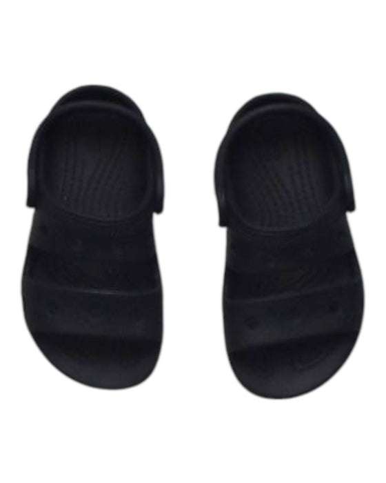 A Black Sandals from Crocs in size 3T for boy. (Back View)