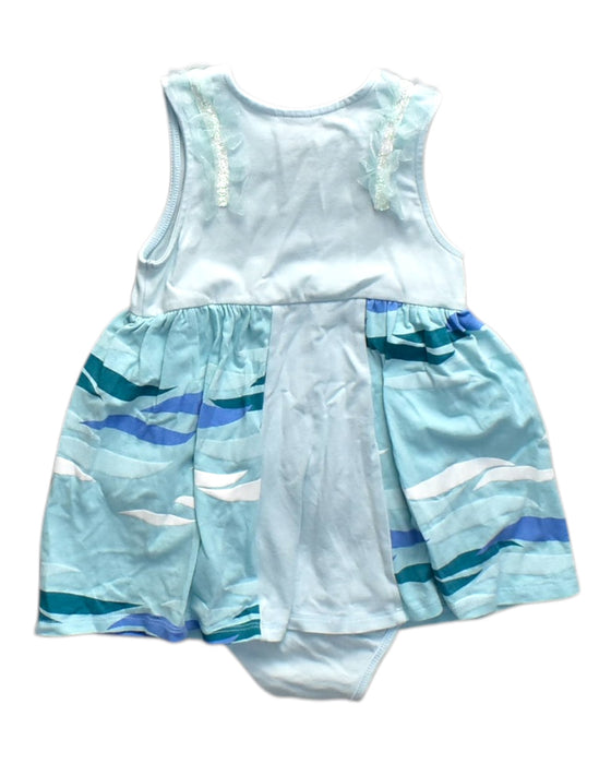 A Blue Sleeveless Dresses from Oeteo in size 18-24M for girl. (Back View)
