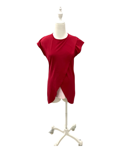 A Red Short Sleeve Tops from Mothercot in size Maternity-S for maternity. (Front View)