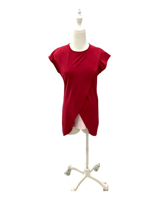 A Red Short Sleeve Tops from Mothercot in size Maternity-S for maternity. (Front View)