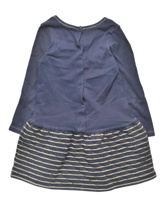 A Navy Long Sleeve Dresses from Petit Bateau in size 2T for girl. (Back View)