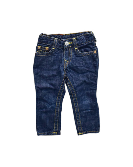 A Navy Jeans from True Religion in size 12-18M for neutral. (Front View)