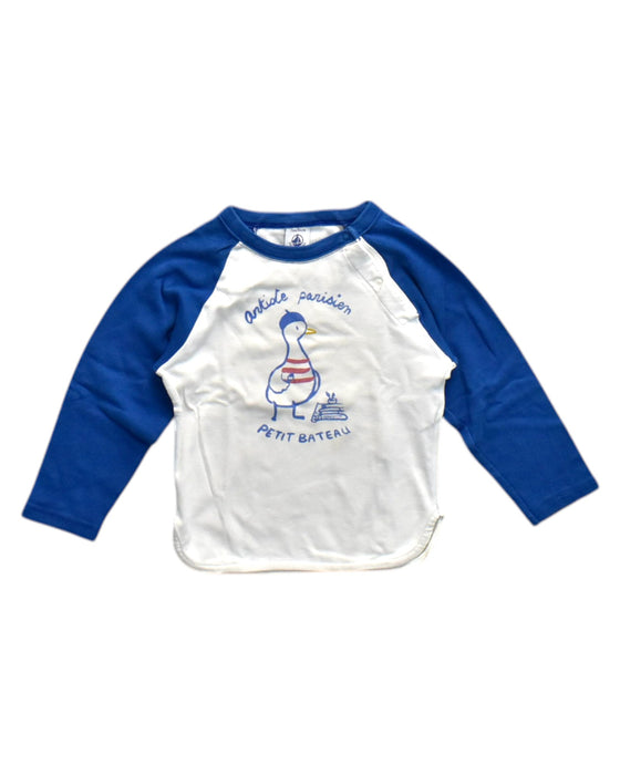 A Blue Long Sleeve T Shirts from Petit Bateau in size 18-24M for neutral. (Front View)