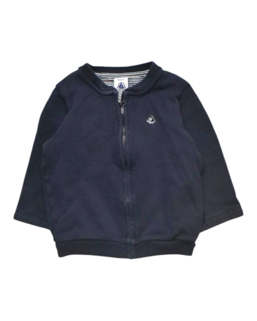 A Navy Zippered Sweatshirts from Petit Bateau in size 18-24M for boy. (Front View)