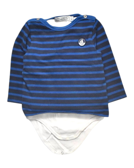 A Blue Long Sleeve Bodysuits from Petit Bateau in size 18-24M for boy. (Front View)