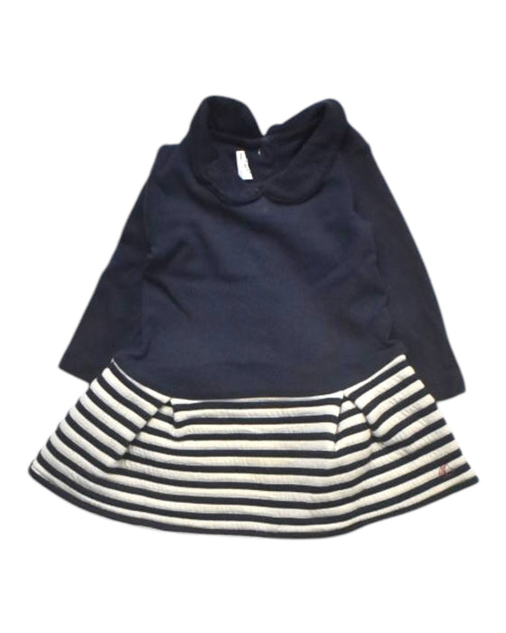 A Navy Sweater Dresses from Petit Bateau in size 6-12M for girl. (Front View)