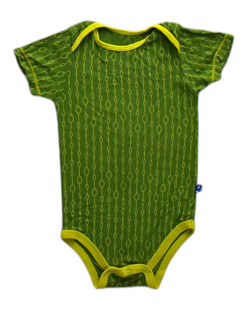 A Green Short Sleeve Bodysuits from KicKee Pants in size 12-18M for neutral. (Front View)