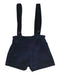 A Navy Overall Shorts from Rachel Riley in size 3-6M for girl. (Front View)