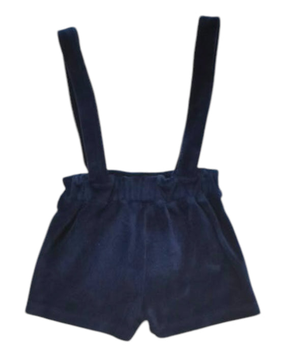 A Navy Overall Shorts from Rachel Riley in size 3-6M for girl. (Back View)