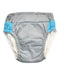A Grey Swim Diapers from Kangacare in size 4T for boy. (Front View)