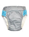 A Grey Swim Diapers from Kangacare in size 4T for boy. (Front View)