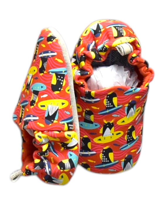 A Multicolour Booties from Poco Nido in size 12-18M for neutral. (Front View)